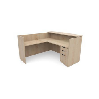 L-Shaped Tan Receptionist Desk